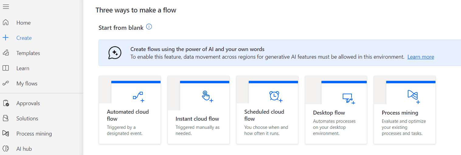 create flow in power automate